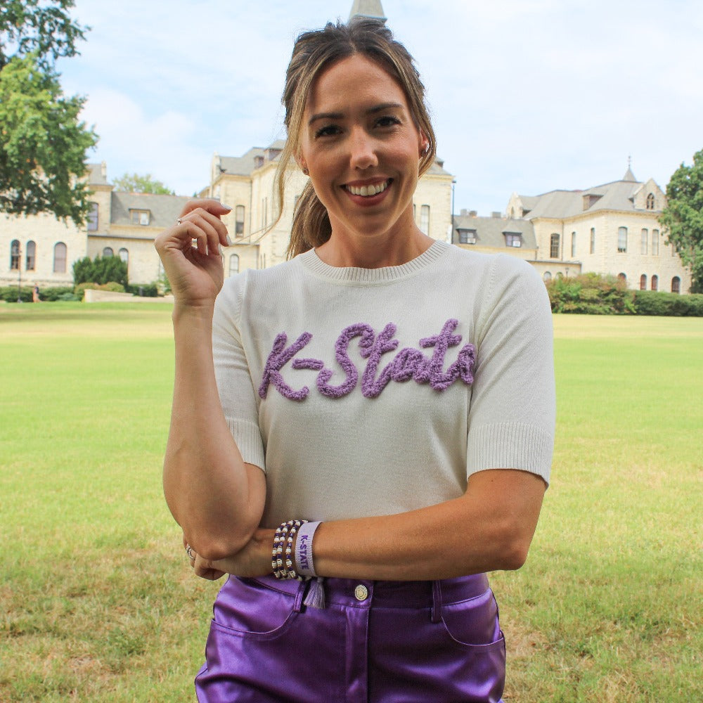 KState Yarn Sweater Top (Cream) Revelry Thread Co