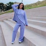Striped Fleece Wide Leg Pant