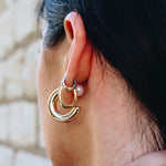 Gold Hoop with Pearl Back Earring