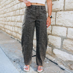 Brown Cheetah Seamed Barrel Jean