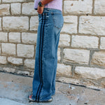 Wide Leg Side Stripe Denim