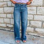 Wide Leg Side Stripe Denim