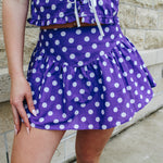 Purple Polka Dot Mini Skort
