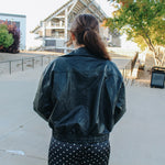 Black Faux Leather Bomber