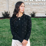 Polka Dot Button Down Cardigan (Black)