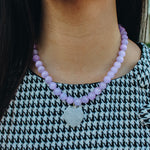 White Heart Charm Lavender Necklace