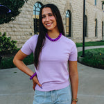 Lavender Short Sleeve Sweater Top