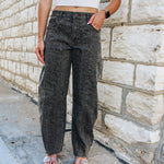 Brown Cheetah Seamed Barrel Jean