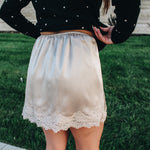 Champagne Lace Mini Skirt