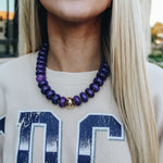 Purple Beaded Gold Accent Necklace