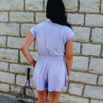 Cats Script Lavender Active Romper