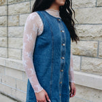 Sheer Lace Mock Neck (Off White)