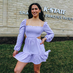 Smocked Long Sleeve Lavender Dress
