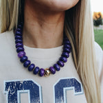 Purple Beaded Gold Accent Necklace