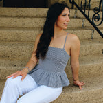 Gingham Strappy Peplum Top