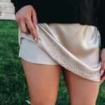 Champagne Lace Mini Skirt
