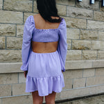 Smocked Long Sleeve Lavender Dress