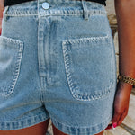 Contrast Stitch Denim Short