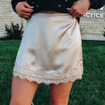 Champagne Lace Mini Skirt