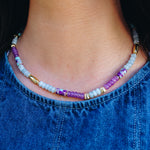 Purple + Turquoise Tile Gemstone Necklace