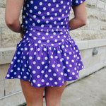 Purple Polka Dot Mini Skort