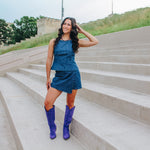 Denim Stripe Wrap Skort