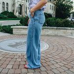 Pull-On Wide Leg Denim Pant