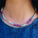 Purple + Turquoise Tile Gemstone Necklace