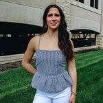 Gingham Strappy Peplum Top