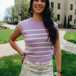 Striped Sleeveless Sweater Top