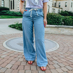 Pull-On Wide Leg Denim Pant