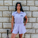 Cats Script Lavender Active Romper