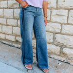 Wide Leg Side Stripe Denim