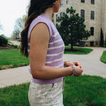 Striped Sleeveless Sweater Top
