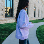 Lavender Thin White Stripe Sweater