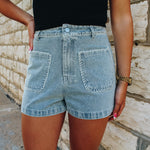 Contrast Stitch Denim Short