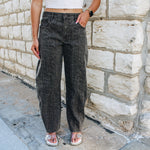 Brown Cheetah Seamed Barrel Jean