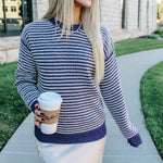 Purple Waffle Striped Sweater