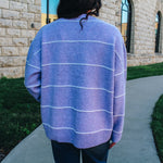 Lavender Thin White Stripe Sweater
