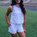Lavender Gingham Scallop Set