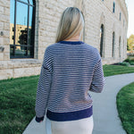 Purple Waffle Striped Sweater