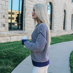Purple Waffle Striped Sweater