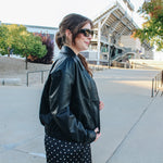 Black Faux Leather Bomber