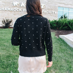 Polka Dot Button Down Cardigan (Black)