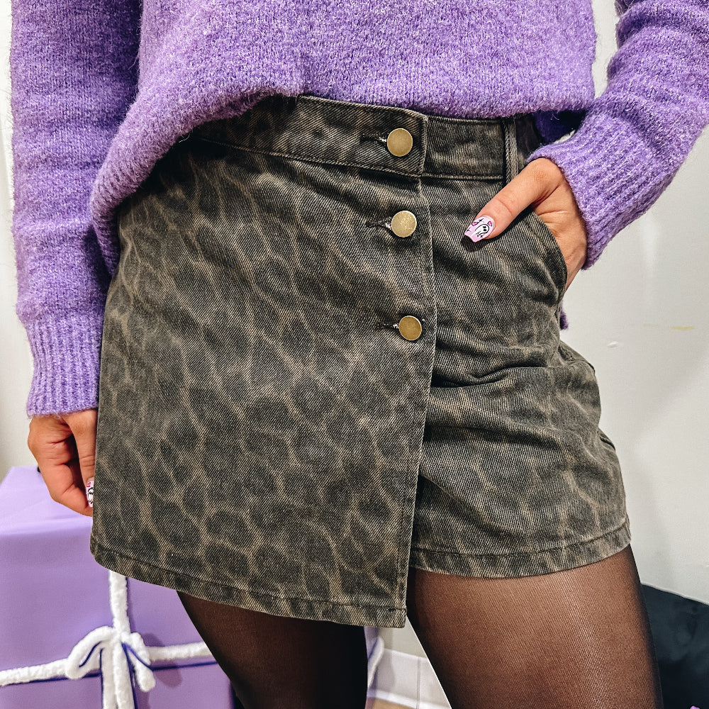 Leopard Button Skort
