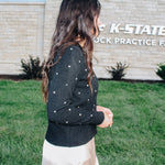 Polka Dot Button Down Cardigan (Black)