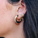 Gold Hoop with Pearl Back Earring