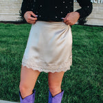 Champagne Lace Mini Skirt