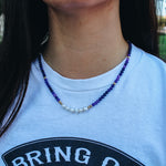 Dark Purple + Pearl Necklace