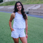 Lavender Gingham Scallop Set